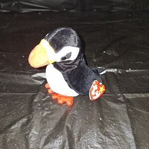 Ty Puffin Plush - Black White Orange Beak